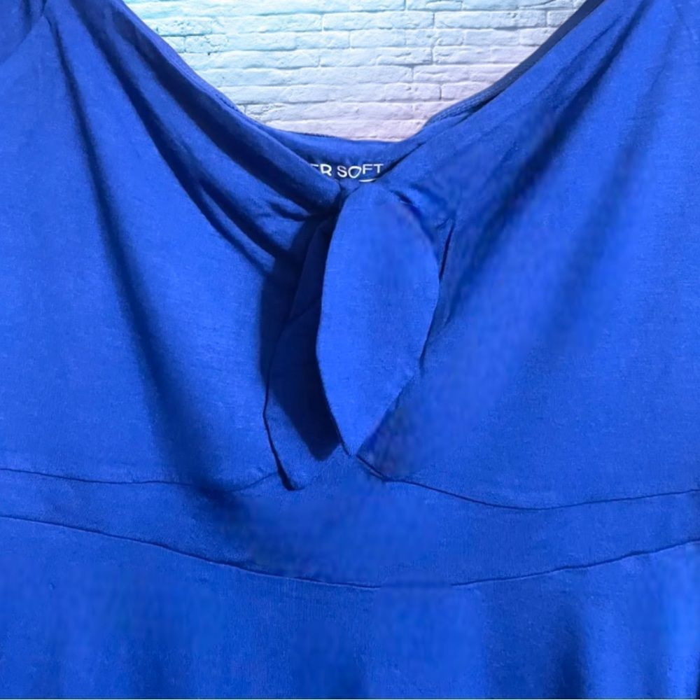 Torrid Blue Babydoll Super Soft Tie-Front Off-Shoulder Top NWT - Picture 6 of 15